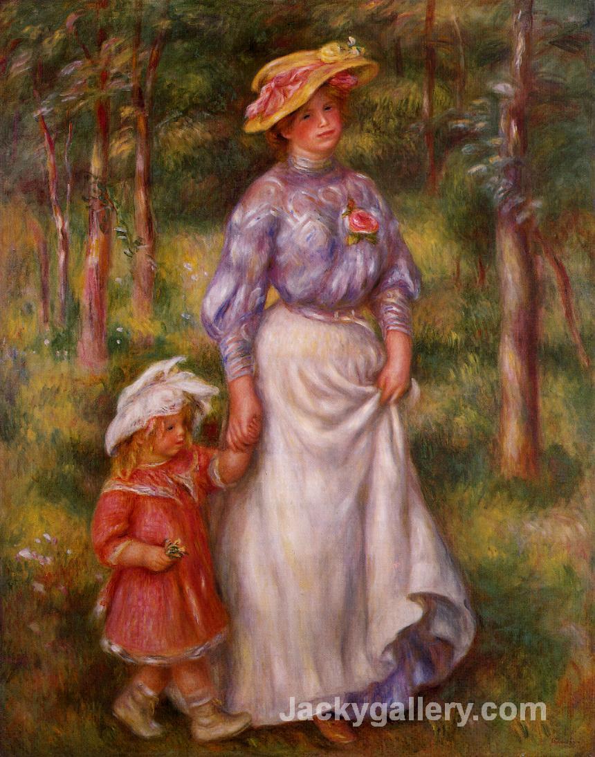 The Promenade (Julienne Dubanc and Adrienne) by Pierre Auguste Renoir paintings reproduction